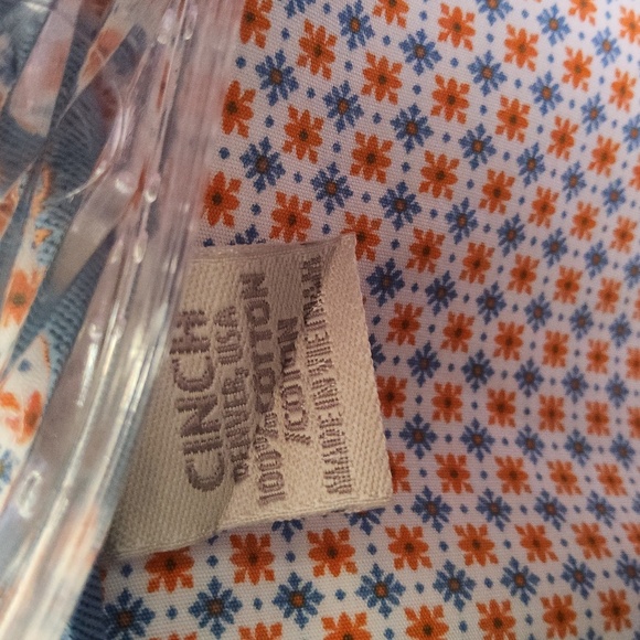 Cinch Men's Blue & Orange Geometric Patterned Button Down Shirt Size XXL - Picture 3 of 8